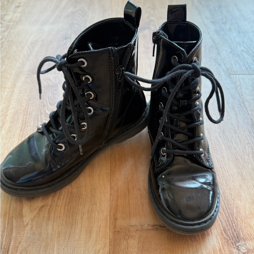 Justice Black Lace-Up Combat Boots